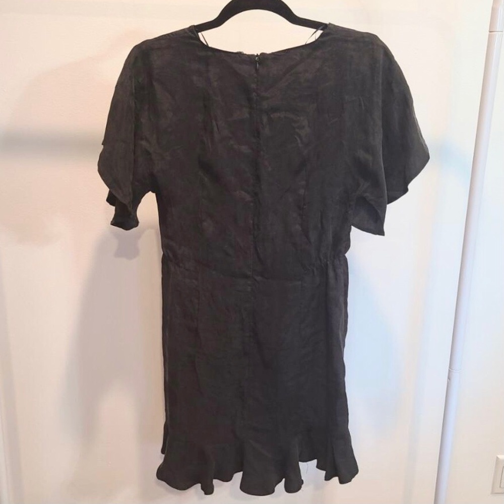 NWT ZARA Ruffled Short Sleeve Dress—Charcoal—S